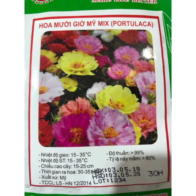 HẠT HOA MƯỜI GIỜ MỸ MIX NHẬP KHẨU.