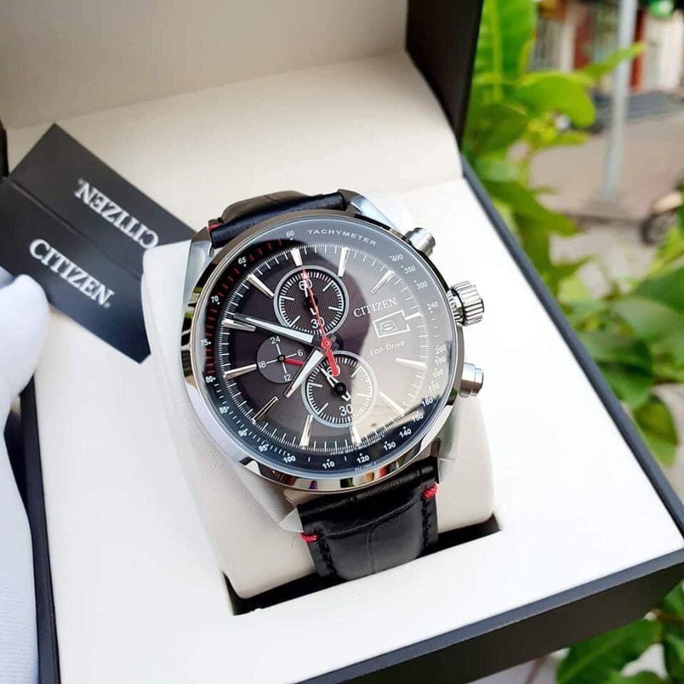 Đồng hồ Nam chính hãng Citizen Eco-Drive CA0369-11E Chronograph 6 kim,Lịch-Năng lượng ánh sáng-Dây da cao cấp-Size 43mm