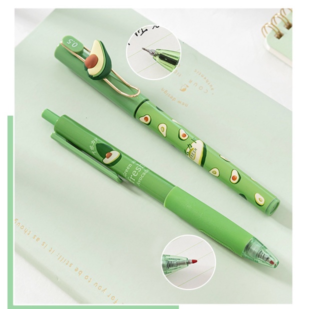 Bút gel ngòi 0.5mm mực đen hình quả bơ độc đáo