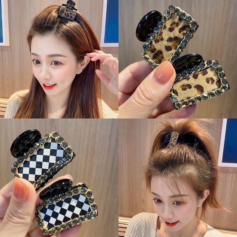 Gập nữa tóc đính đá viền caro cao cấp cho nữ