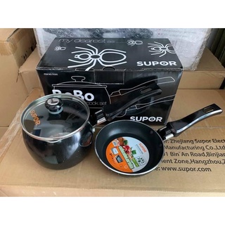 Bộ nồi chảo chống dính Supor Bobo- ko dùng được bếp từ