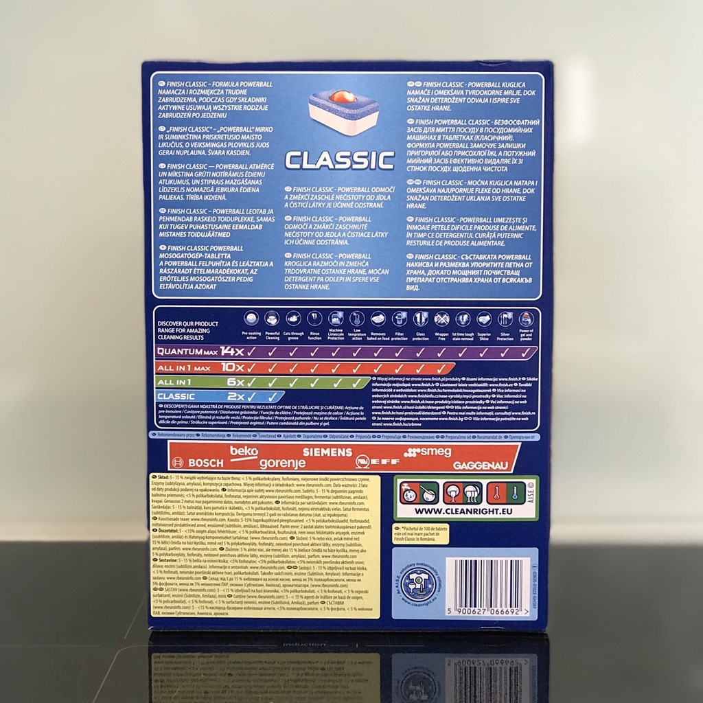 Viên rửa bát Finish Classic 100 viên/ hộp - Hãng Bosch khuyên sử dụng