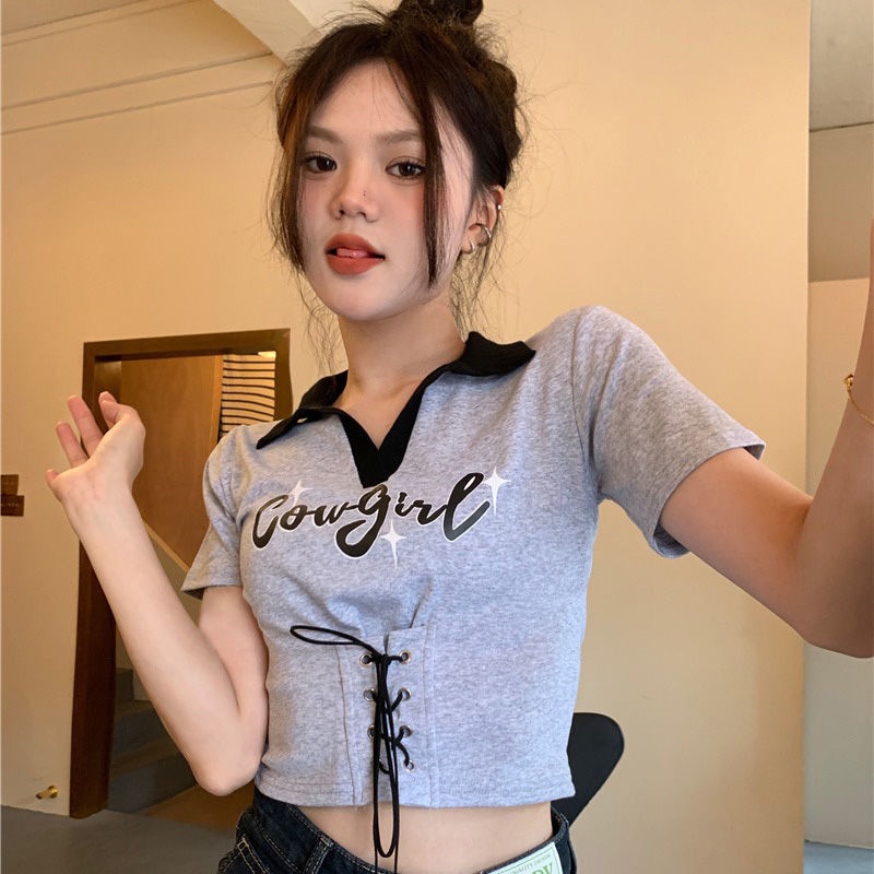 Áo Croptop Tay Ngắn Phong Cách Mới Mùa Hè 2022 Cho Nữ