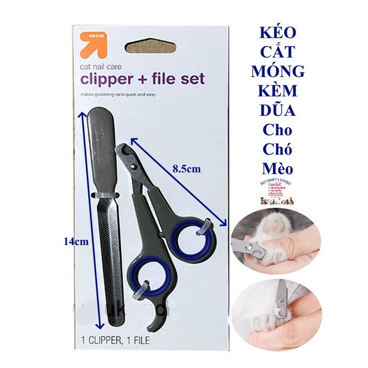 Kéo cắt móng kèm dũa cho Chó Mèo dưới 6kg Chất liệu thép cao cấp Dễ dàng cắt móng tất cả Thú cưng - Pet shop Uytinpro