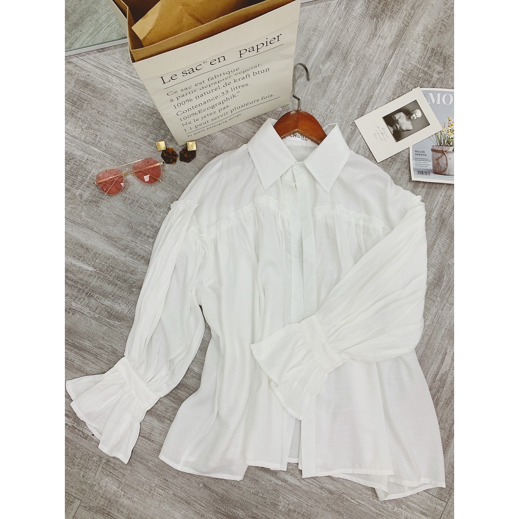 CHUNN Áo sơ mi đũi style Hàn quốc