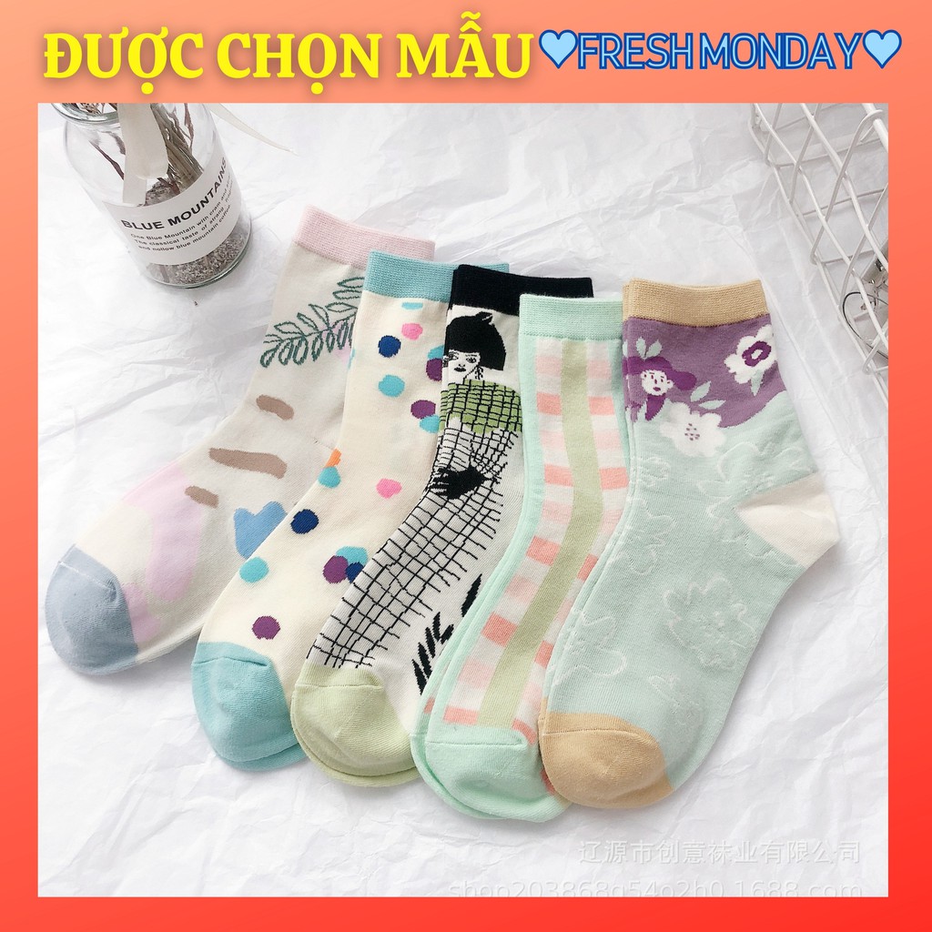 Tất vớ cổ cao Hàn Quốc⚡️ 𝐅𝐑𝐄𝐄 𝐒𝐇𝐈𝐏 ⚡️Hoạ tiết siêu đáng yêu, cotton mềm mại 🌼 [ĐƯỢC CHỌN MẪU] TX9