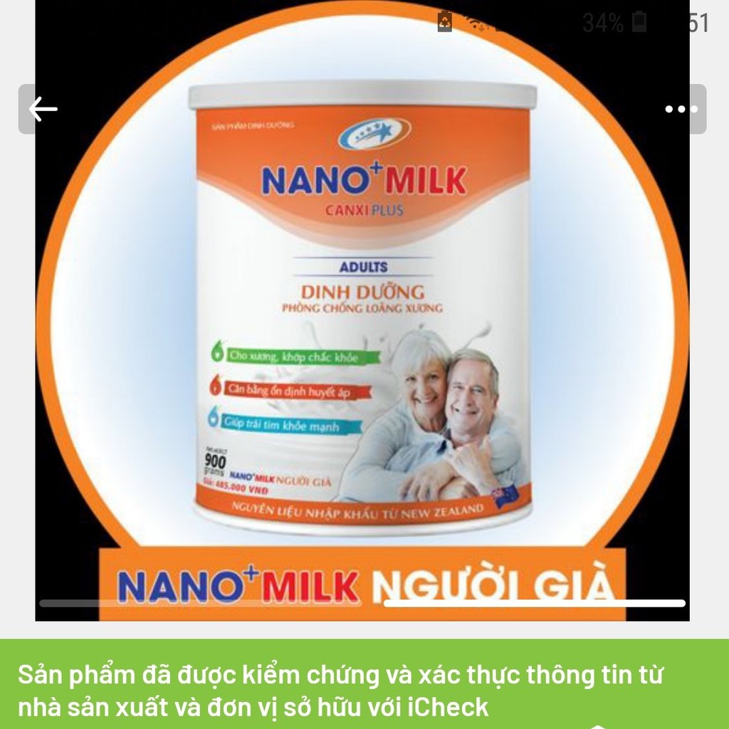 Sữa Nano Milk hỗ trợ dành cho bệnh nhân ung thư suy kiệt,người ăn chay,không dung nạp Lactose,người già thiếu Canxi...