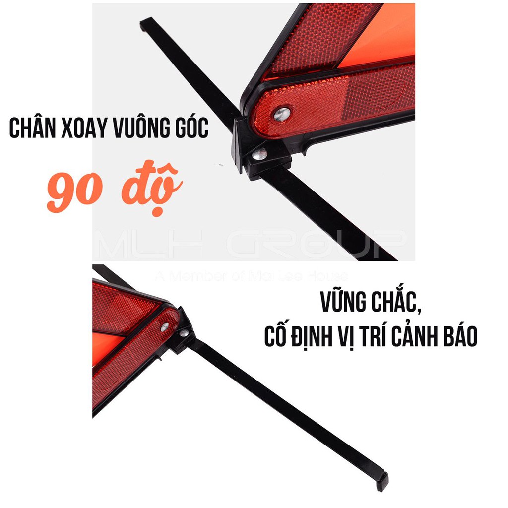 Biển Báo Phản Quang Tam Giác Cho Xe Ô tô, Xe Hơi, Xe Tải, Xe Container Rơ-móc Cảnh Báo Nguy Hiểm Từ Xa MLH