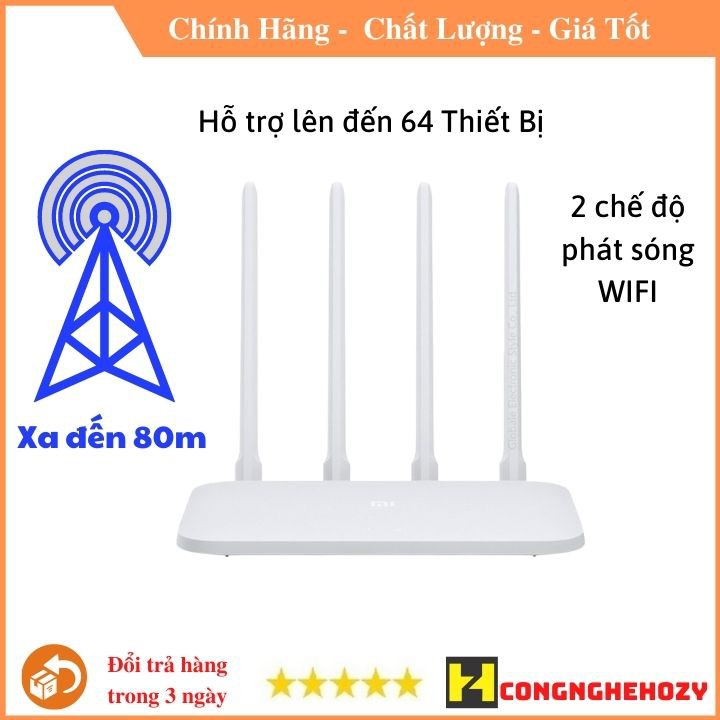 Bộ phát wifi Router Xiaomi Gen 4C 2 chức năng, dây mạng Lan hoặc thu phát wifi