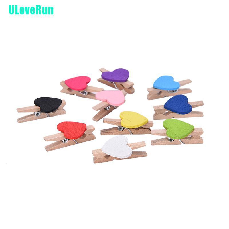 Bộ 10 Kẹp Gỗ Treo Ảnh Hình Trái Tim Mini Trang Trí Tiệc Cưới