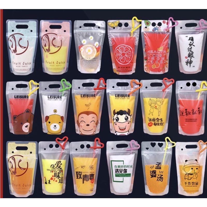 Túi zip đựng trà sữa, nước trái cây 480ml