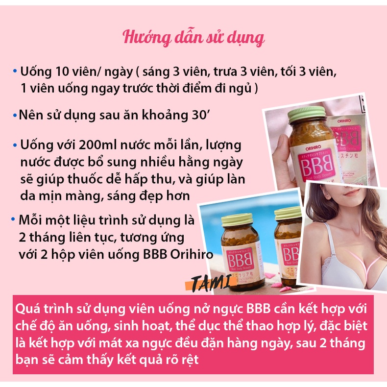 Viên uống nở ngực BBB Orihiro Nhật Bản đồng thời giúp cân bằng nội tiết tố, giảm nám, tàn nhang hộp 300 viên TM-OR-BBB01