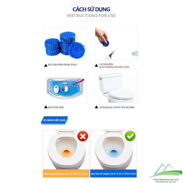 Viên tẩy bồn cầu vệ sinh Toilet diệt khuẩn khử mùi   (túi 10 viên)