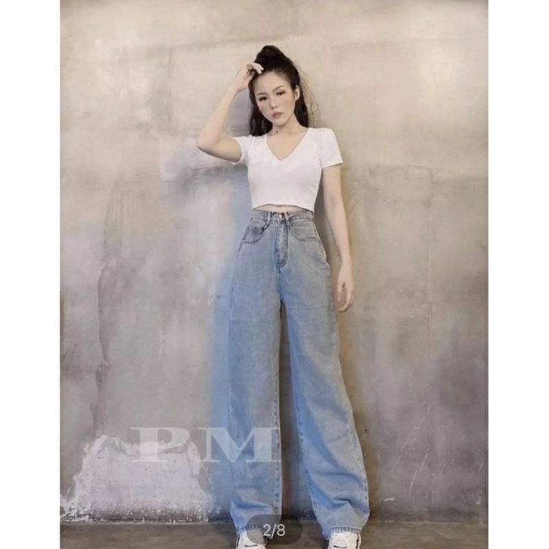 Quần bò ống rộng xám xanh đen trẻ trung thoải mái khi vận động vạn người mê