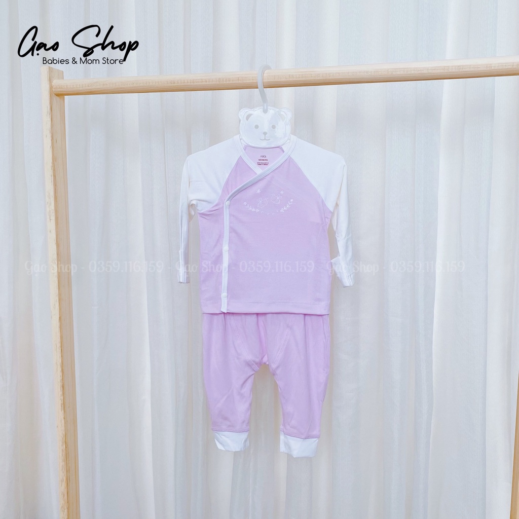 Bộ cài lệch dài tay sơ sinh Nous chất petit mềm mịn cho bé