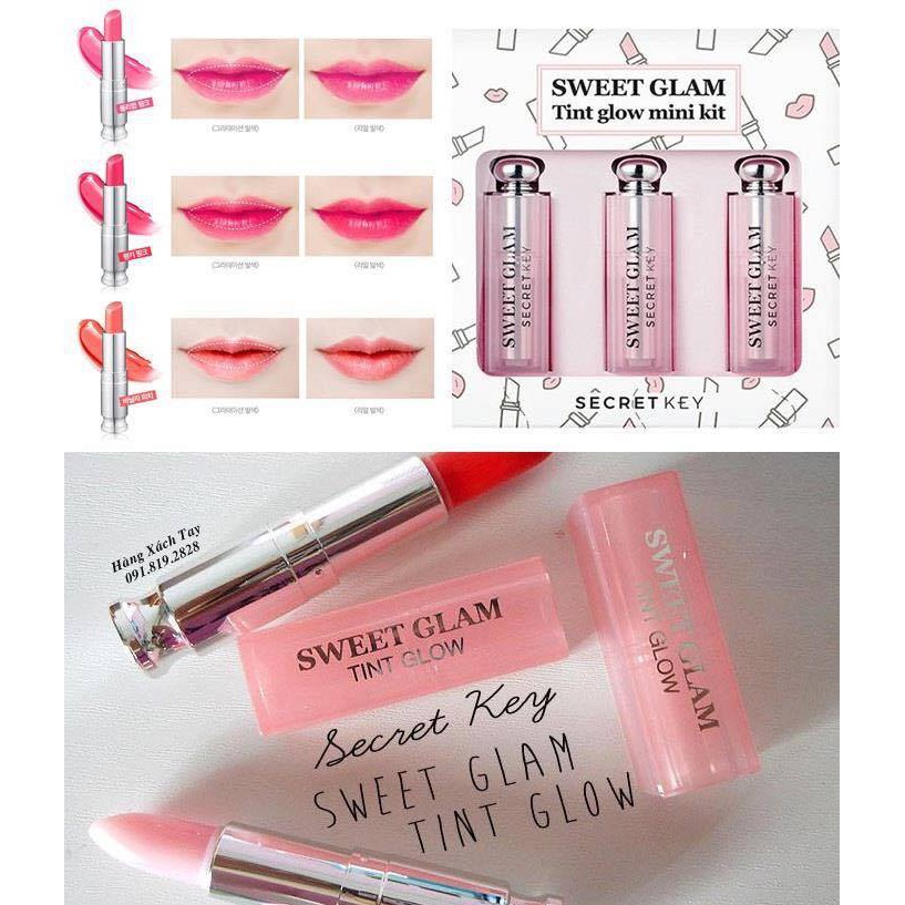 SET SON DƯỠNG 3 CÂY SECRET KEY SWEET GLAM TINT GLOW
