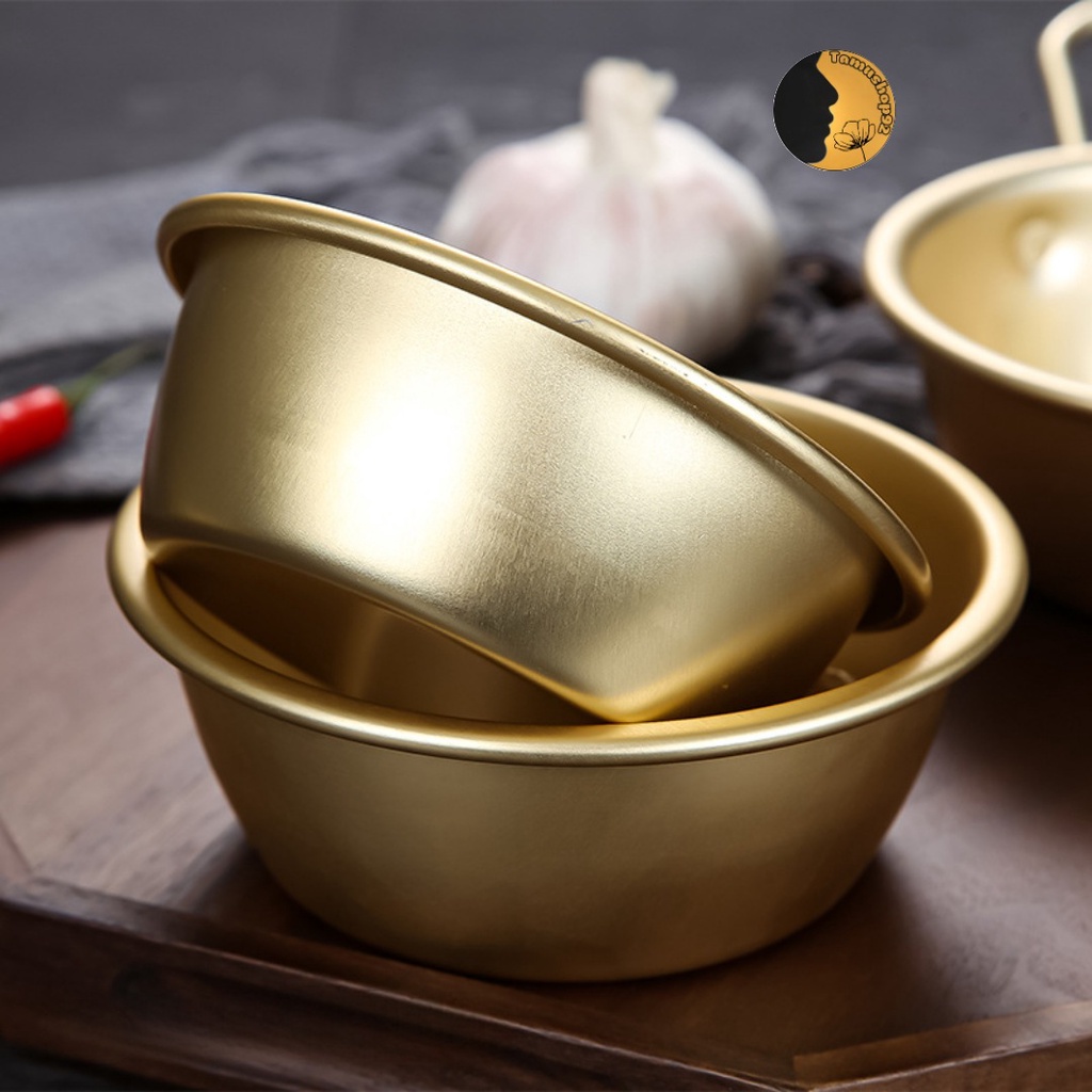Bát Nhôm Hàn Quốc TAMUSHOP92 Chén Uống Rượu Gạo Makmeolli Mì Có Tay Quai Cầm Màu Vàng BN007