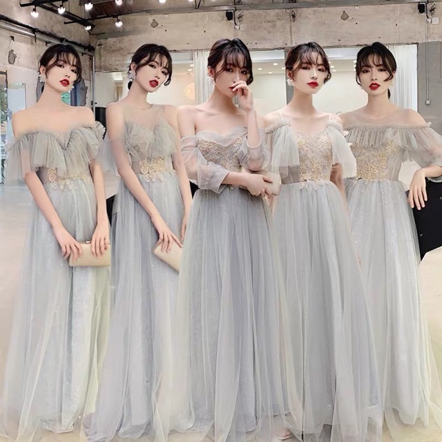(8 Feedbacks của girl xinh) Đầm dạ hội đi tiệc dạng lưới có 2 kiểu ngắn và dài (có màu hồng cam)