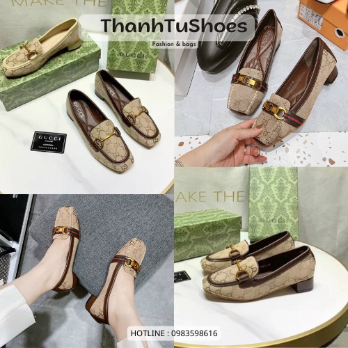 Giày Moca Nữ Gu Ci 3p Phối Màu Nâu Tây Kiểu Dáng Thanh Lịch Hot 2022 Full Box Mã 558-6
