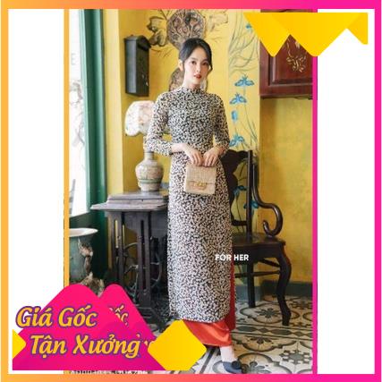 Áo dài hoa nhí cúc họa mi kèm quần