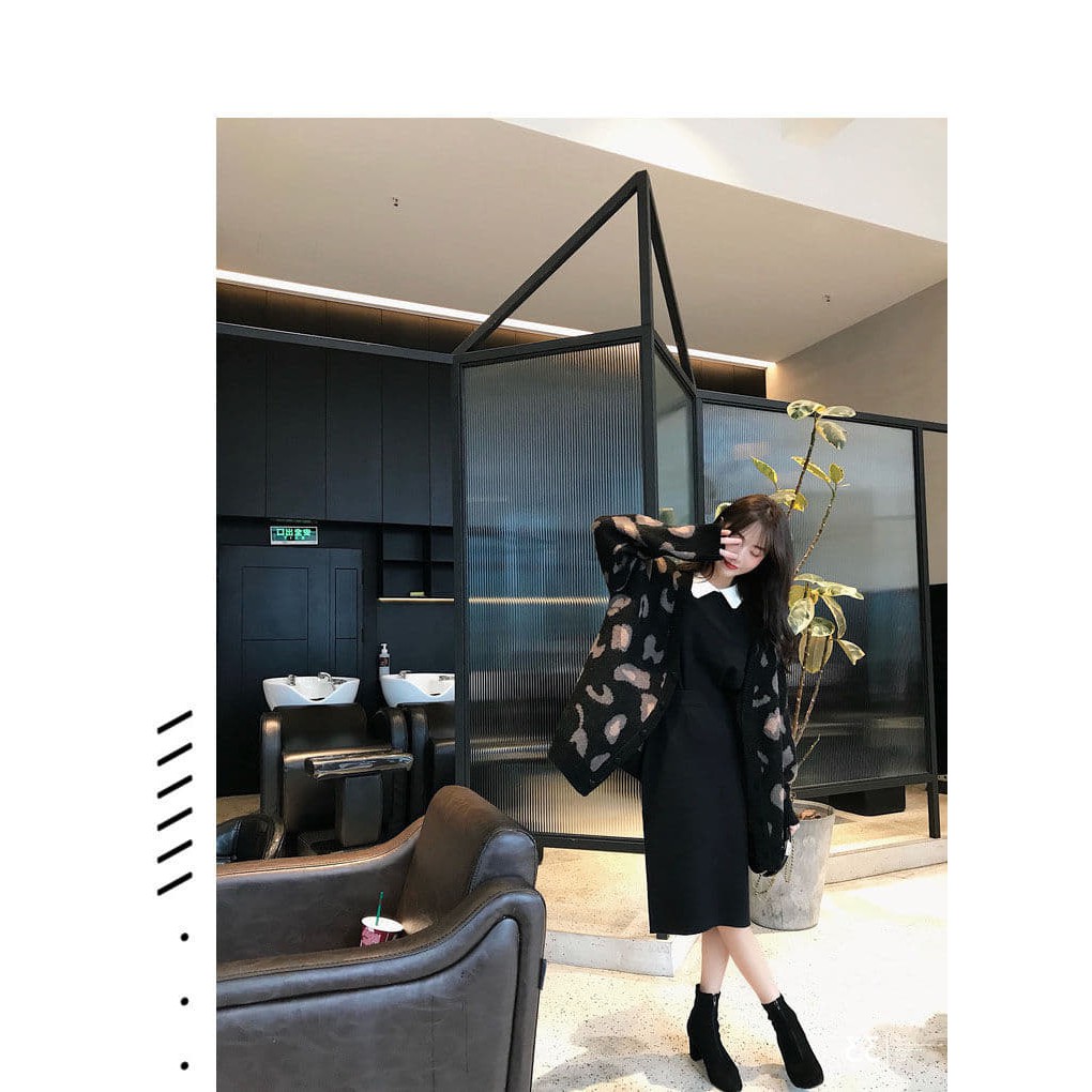 [FASHIONGREEN94] Áo khoác cardigan len họa tiết da báo dáng dài | BigBuy360 - bigbuy360.vn