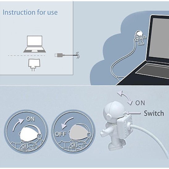 Đèn led hình phi hành gia kết nối cổng USB có thể điều chỉnh linh hoạt cho Laptop/ Máy tính bàn/ Notebook