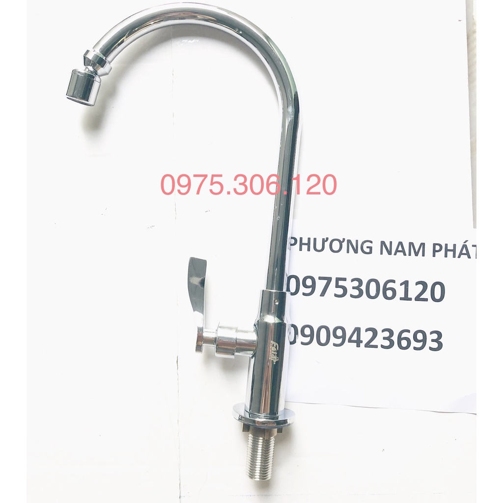 (Đầu vòi xoay tròn được) vòi rửa chén bát lạnh đồng thau xi N5015 Fotar quay 360 độ rửa được 2 hộc chậu