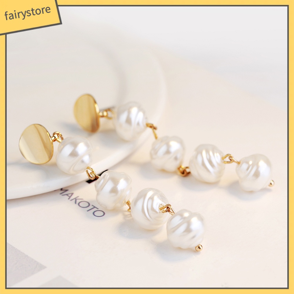 Khuyên Tai Dáng Dài Đính Ngọc Trai Nhân Tạo Thời Trang