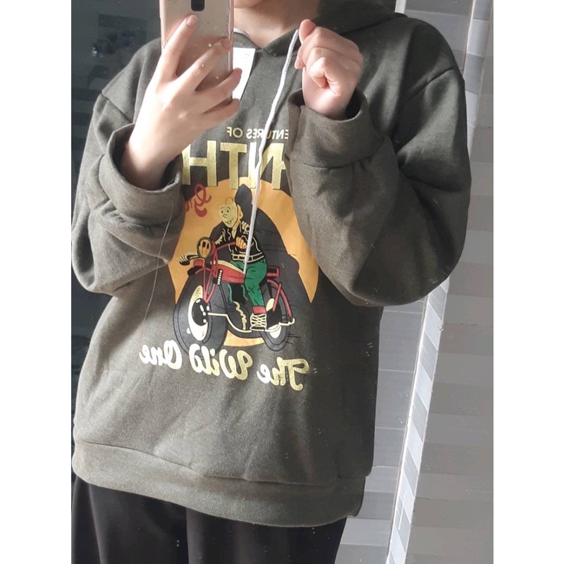 Áo Hoodie Nỉ Nam Nữ Hình Tin Tin Chạy Xe, Áo Khoác Nỉ Chất Dày Dặn Phong Cách Anne Boutique Mã 693