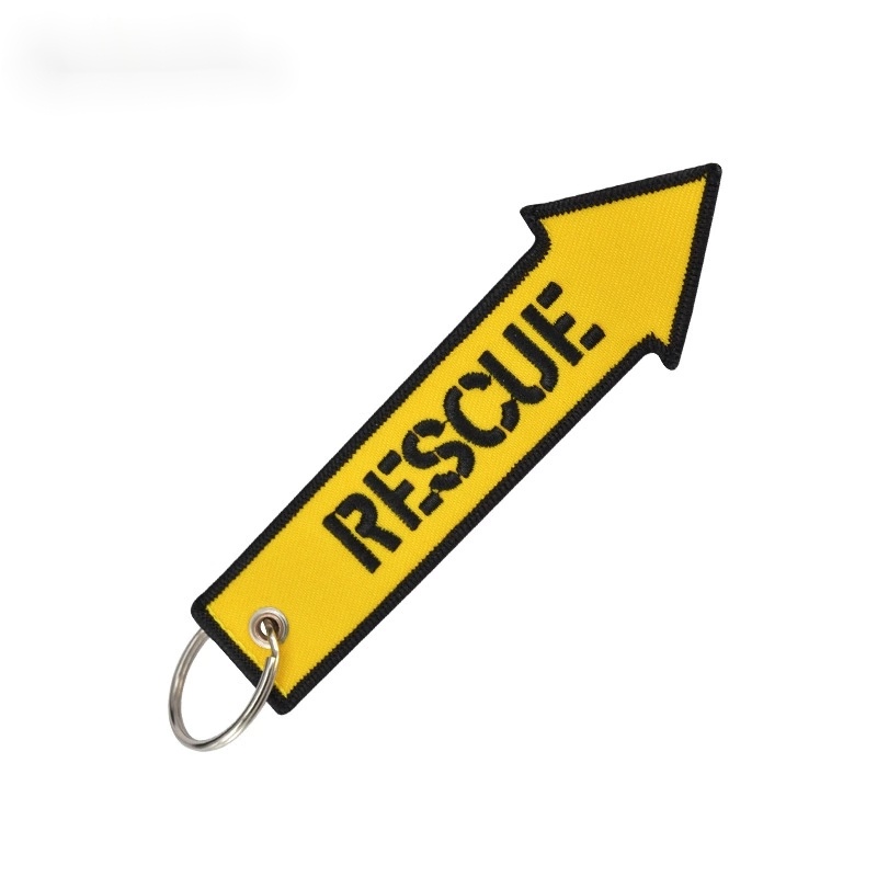 Móc Khóa Xe Hơi / Xe Máy Thêu Chữ Danger Hai Mặt Màu Vàng Đen