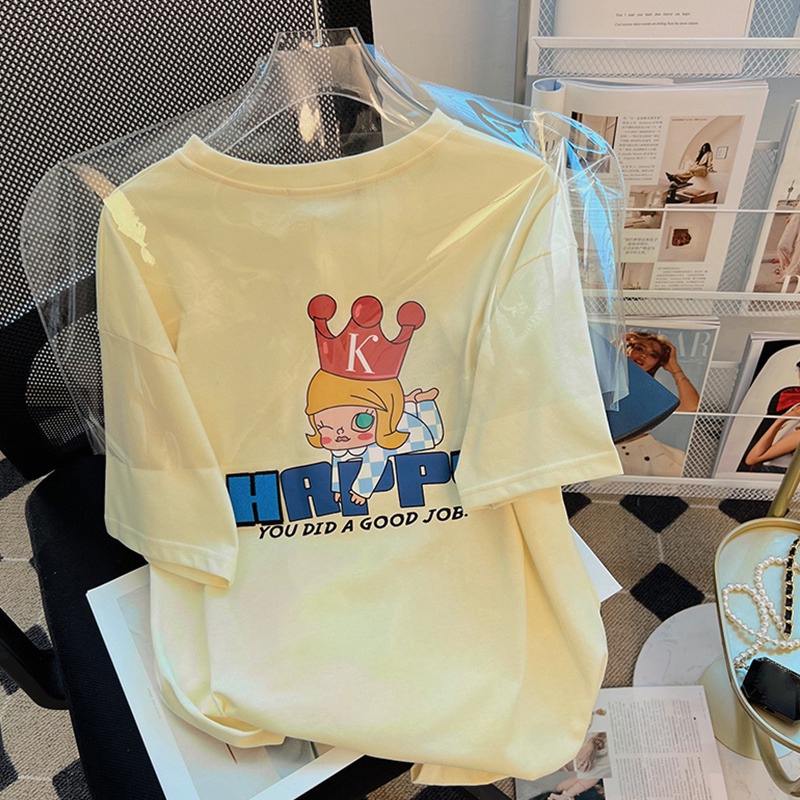 Áo Thun HIIXIIVI 100% cotton Tay Ngắn Cổ Tròn In Hình Hoàng Hôn Thời Trang Mùa Hè Phong Cách Hàn Quốc Dành Cho Nữ 2022