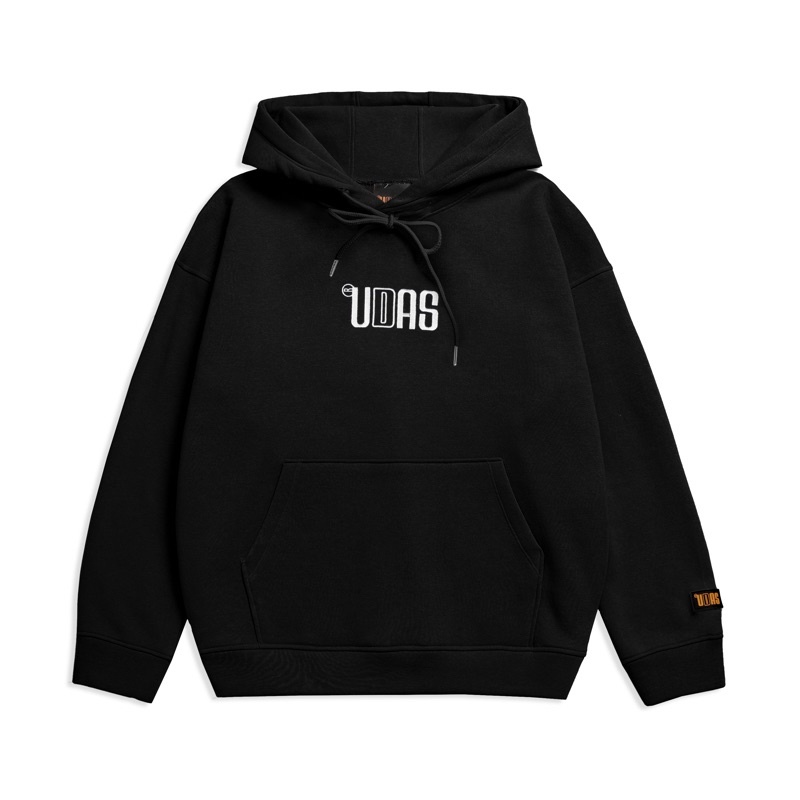 Áo Hoodie chân cua UDAS unisex dành cho nam và nữ có mũ form rộng BASIC - Đen