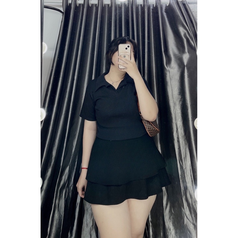 Áo thun POLO croptop chất gân Bigsize