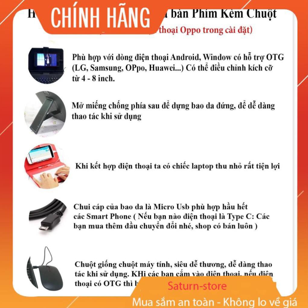 Bàn phím chơi game dành cho điện thoại, Bao da bàn phím kèm chuột cho điện thoại, máy tính bảng, hỗ trợ các loại máy And