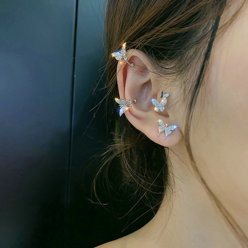Khuyên Vành Tai Hình Bướm Đính Đá Thời Trang Cho Nữ