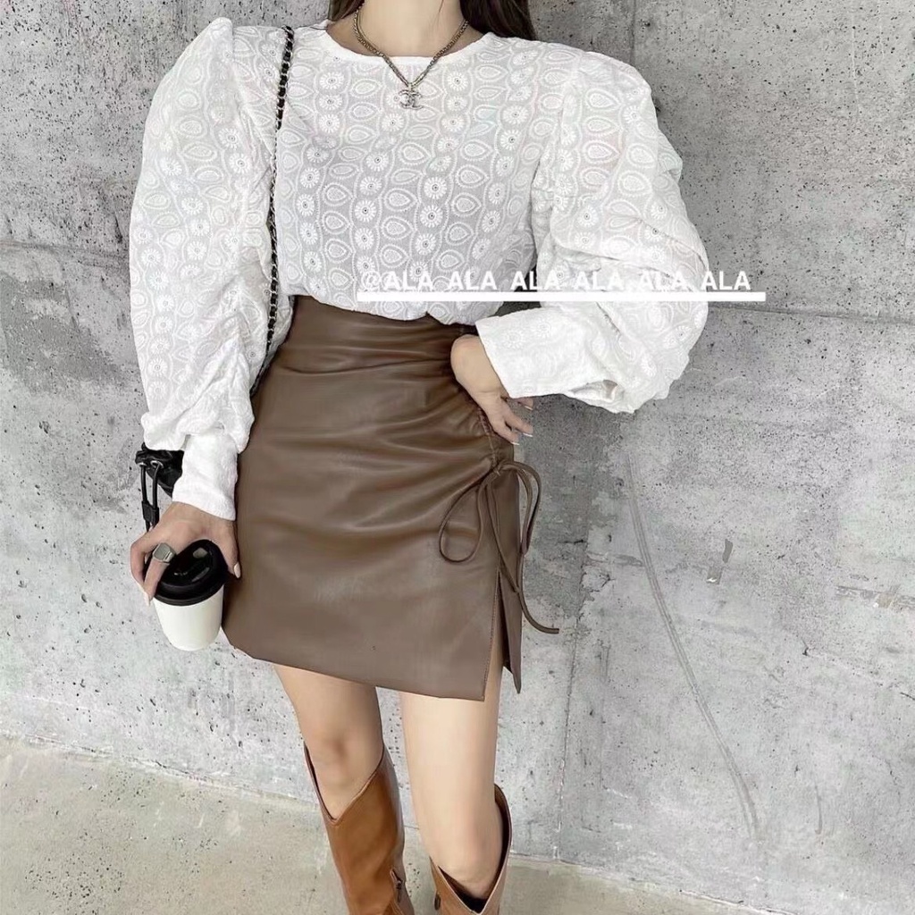 Chân váy da rút dây hàng Quảng Châu