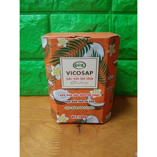Kẹo dừa sáp 3 vị lá dứa, nguyên chất, cacao vicosap 100g - đặc sản trà vinh