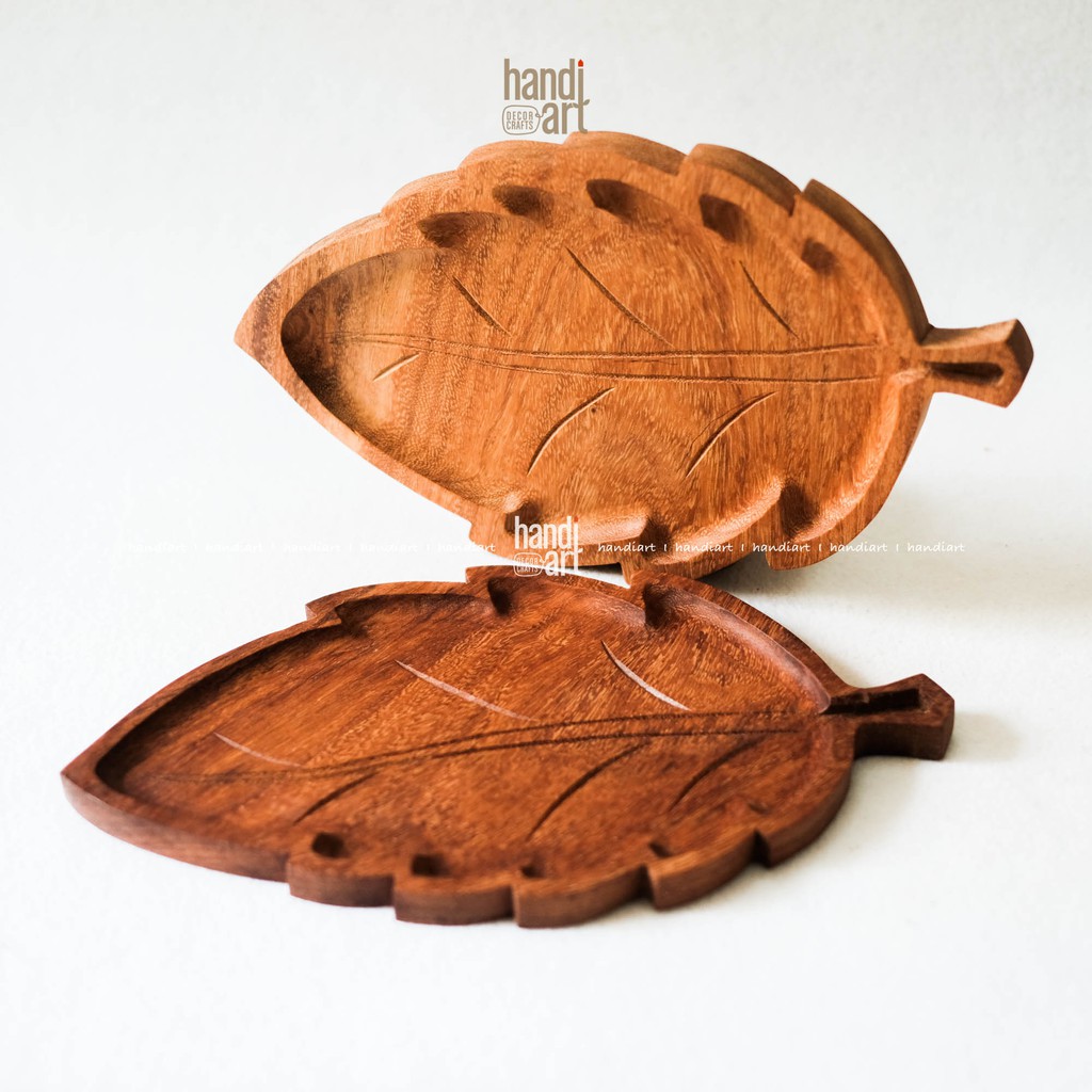 Khay lá bằng gỗ - Khay gỗ đỏ hình lá - Khay gỗ handmade