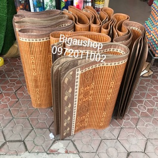 Chiếu trúc tăm vân gỗ đế lụa đẹp