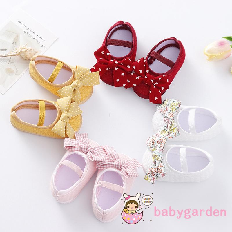 Giày Đế Mềm Thắt Nơ Chống Trượt Cho Bé Gái