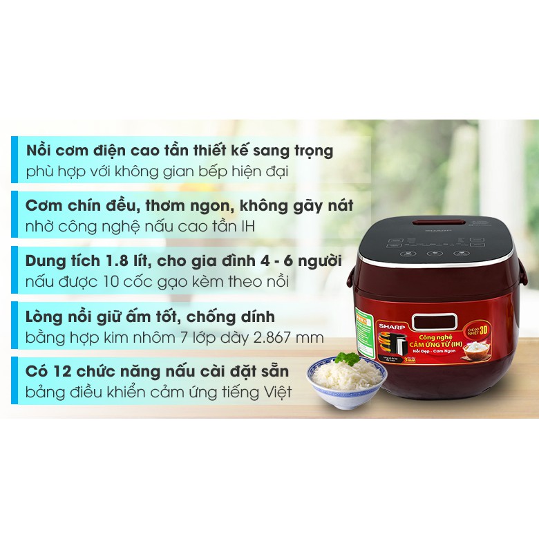 Nồi cơm cao tần Sharp KS-IH191V-RD