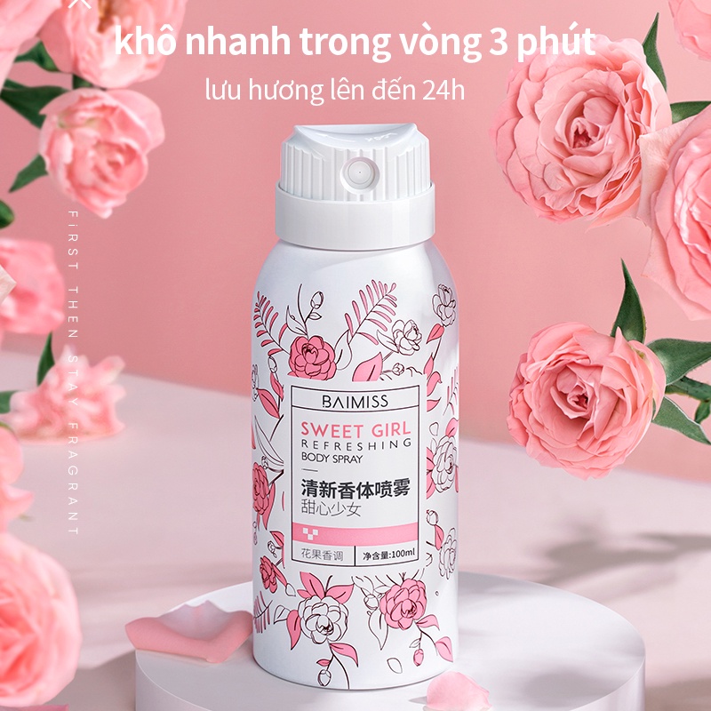 Xịt khử mùi BAIMISS ngăn mùi mồ hôi hương thơm bền lâu 100ml