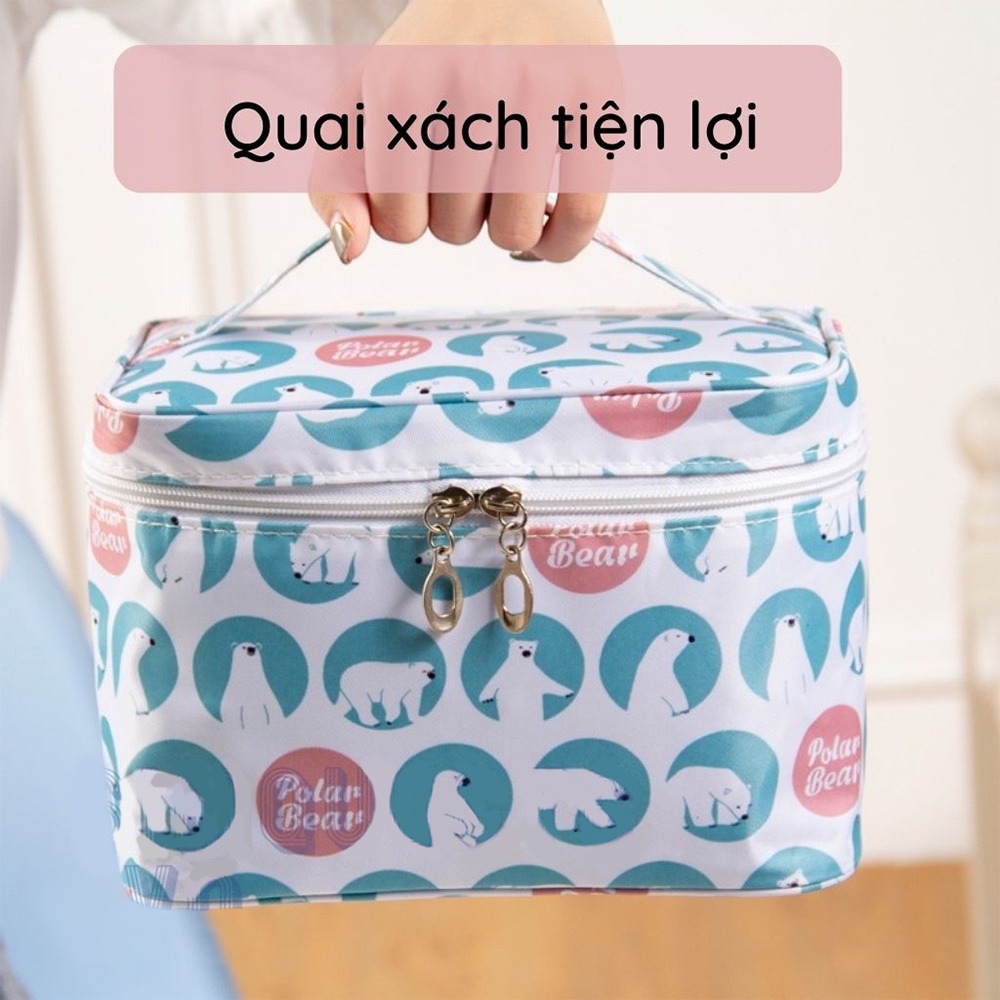 Túi Đựng Mỹ Phẩm GG686 Mới Về - Đựng Đồ Trang Điểm Xách Tay Hình Hộp Họa Tiết Bắt Mắt