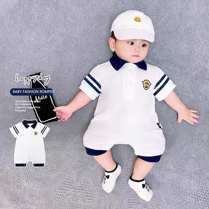 Áo liền quần polo tay ngắn thời trang mùa hè phong cách Hàn Quốc cho bé trai