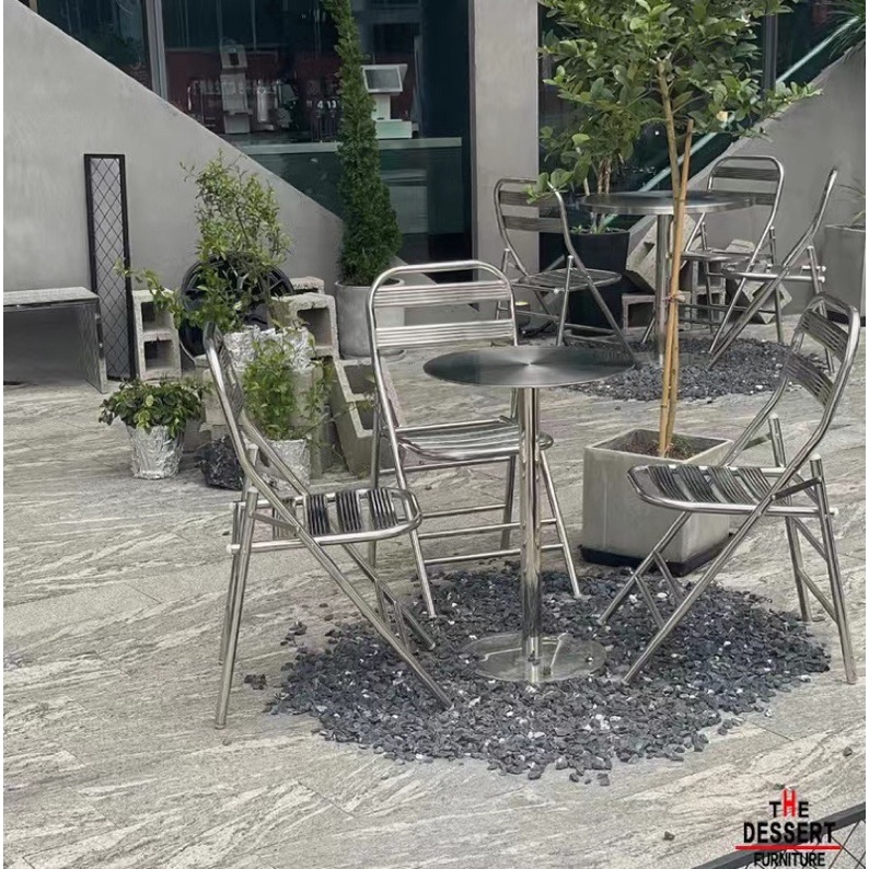 Ghế gấp Inox cao cấp, hiện đại - Coffee Shop