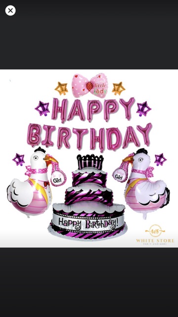 SET BÓNG SINH NHẬT CHỦ ĐỀ GÀ CON XANH, HỒNG