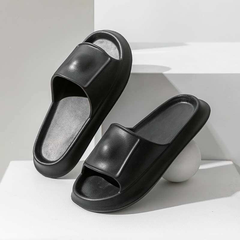 [ Fom nhỏ tăng 1-2sz ] Dép bánh mì unisex, Quai lồi, Dép nữ quai ngang chất liệu EVA hai màu trắng đen trơn