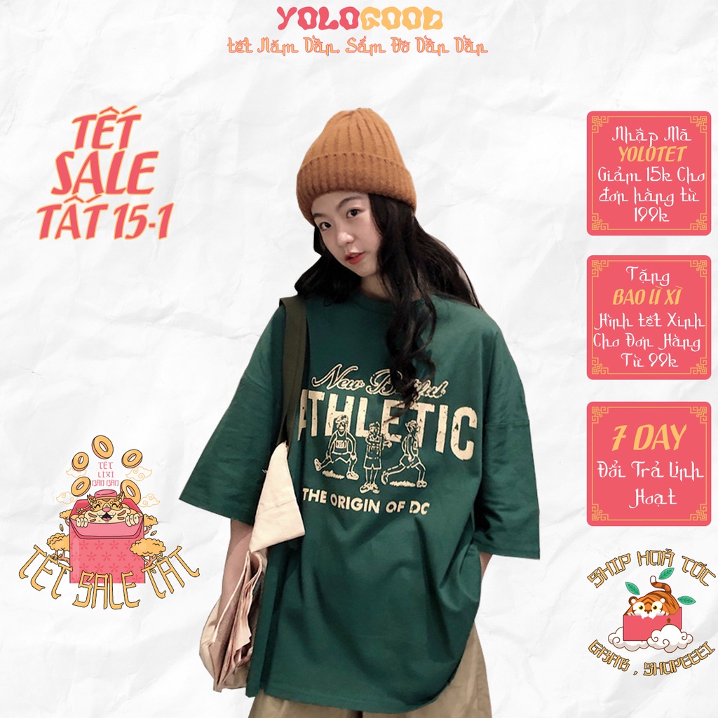 Áo thun tay lỡ   ATHLETIC  phông Unisex nam nữ tee oversize form rộng pull Ulzzang Streetwear Hàn Quốc vải mềm
