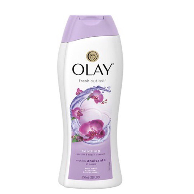 Sữa tắm Olay tươi mát dài lâu hương Hoa Lan và Quả Lý - Fresh Outlast, Soothing Orchid &amp; Black Currant USA 650ml