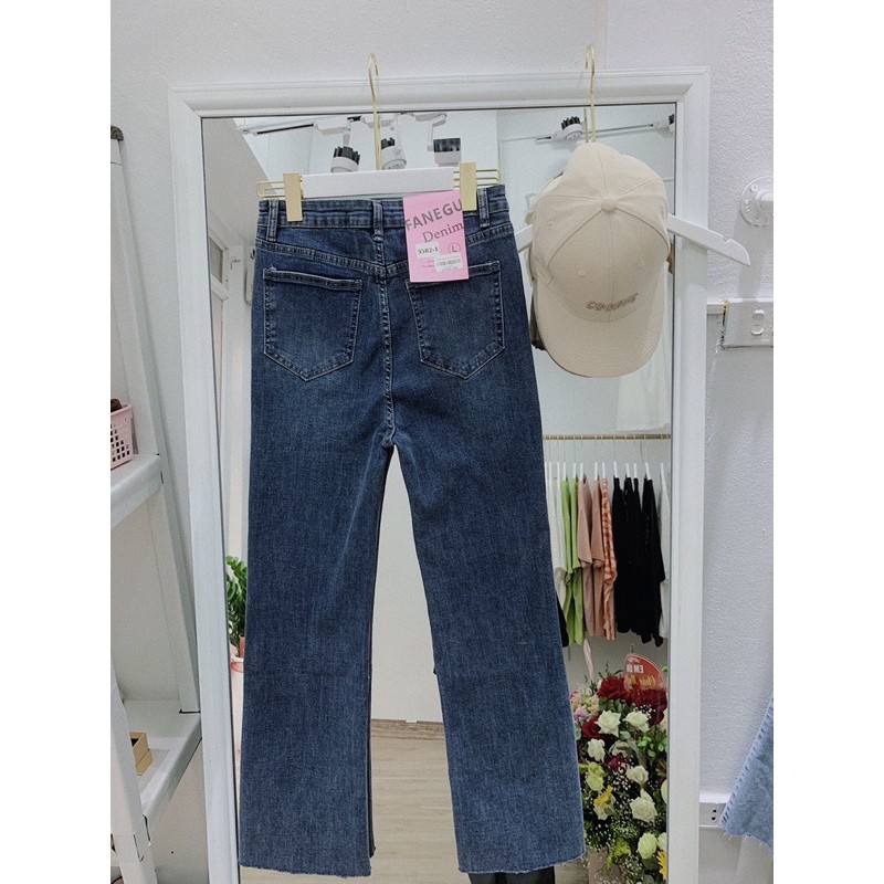 [Sẵn-Ảnh Thật] Quần jeans ống xuông xẻ ống 3582